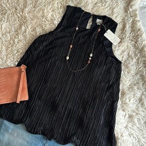NEW A New Day Pleated Sleeveless Black Top / Tank - Size M